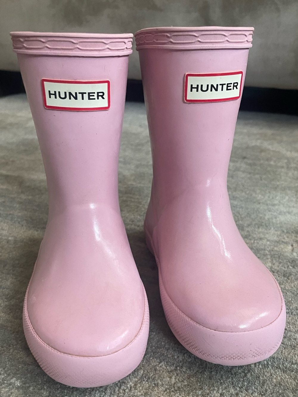 Hunter Kids Original First Classic Rain Boots Glossy Pastel Soft Pink Size 7
